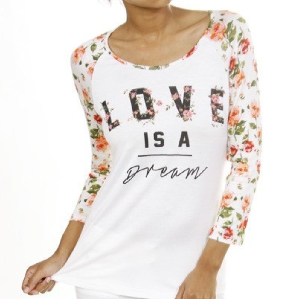 Love is a Dream Ivory Raglan Top M-L